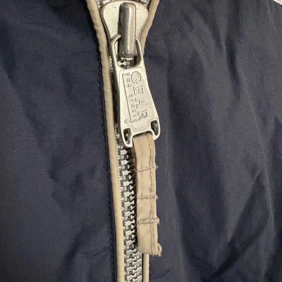 VTG 90s Gear for Sports blue windbreaker jacket white stripes hideaway hood XL - Picture 5 of 8